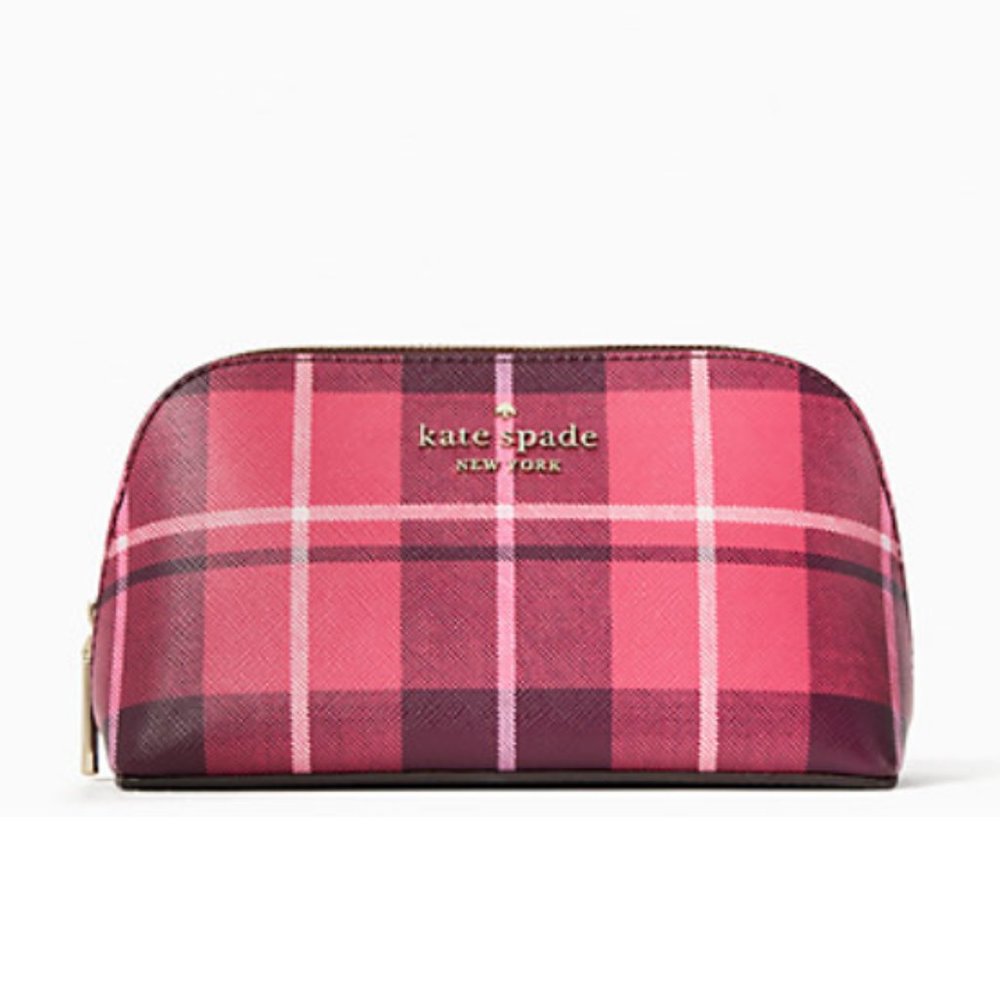 NWT KATE SPADE STACI PLAID SMALL COSMETIC CASE